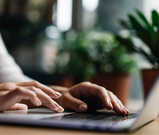 Person typing on a laptop