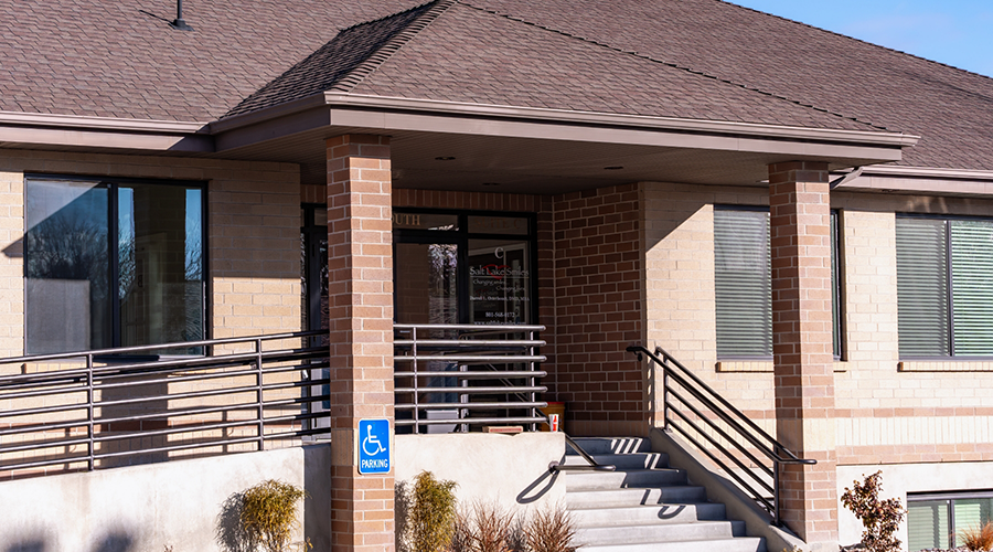 Short staircase leading to the entrance of dental office in West Jordan