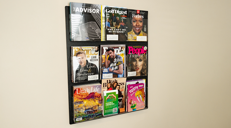 Magazine rack attached to a wall